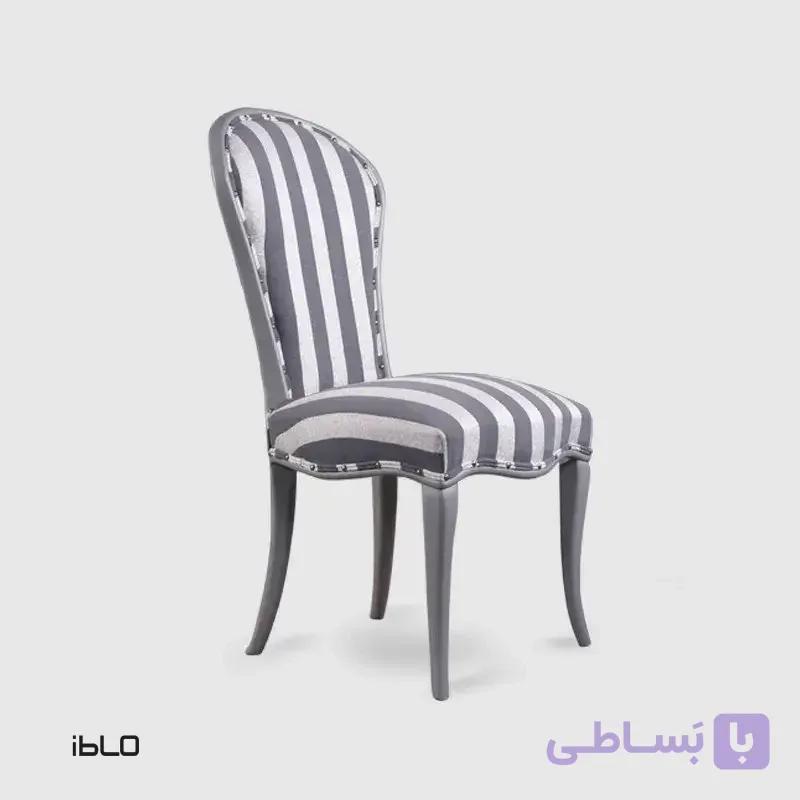 صندلی چوبی نئوکلاسیک لنا (طوسی راه راه) — تصویر 1
