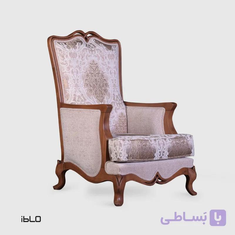 مبل یک‌نفره نئوکلاسیک لیونا (طرح‌دار کرم) — تصویر 1