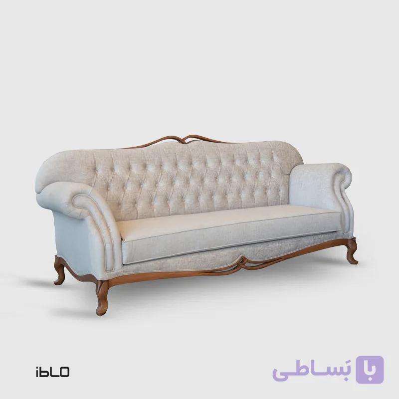 مبل سه‌نفره نئوکلاسیک لیونا (شیری روشن) — تصویر 1