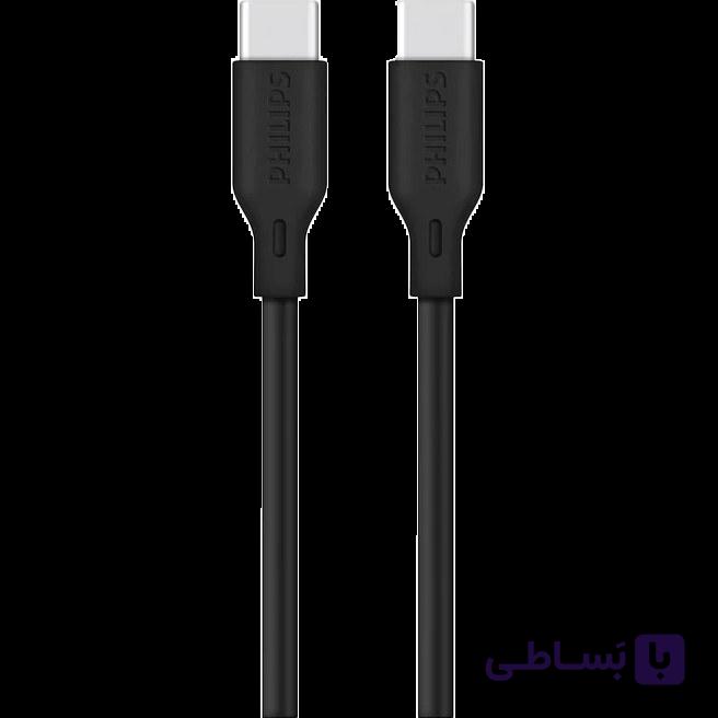 کابل 2 متری 65w دو سر Type-c برند Philips مدل DLC4561CB گارانتی سی آوا — تصویر 1