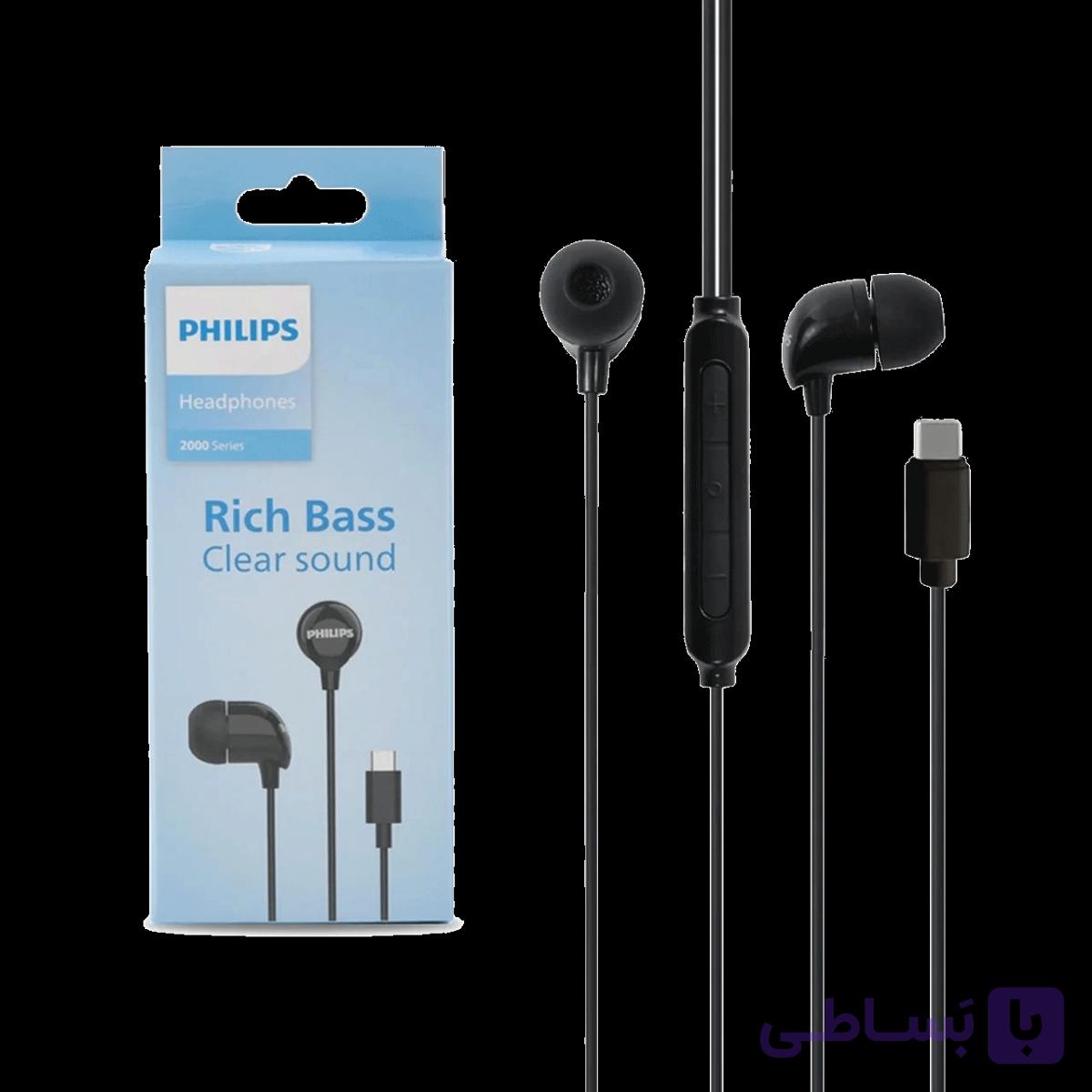هندزفری سیم دار type-c برند Philips مدل TAE2146BK گارانتی سی آوا — تصویر 1