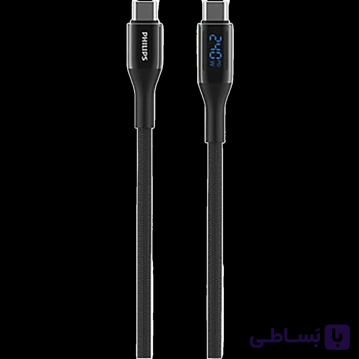 کابل 1 متری دو سر Type-c 240W برند Philips مدل DLC7030C گارانتی سی آوا — تصویر 1