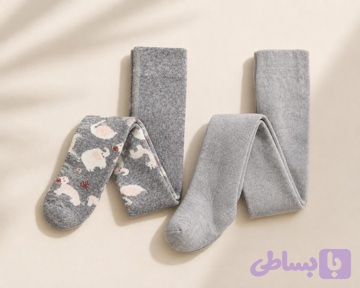 جوراب شلواری تو کرکی نوزادی12تا۲۴ماه