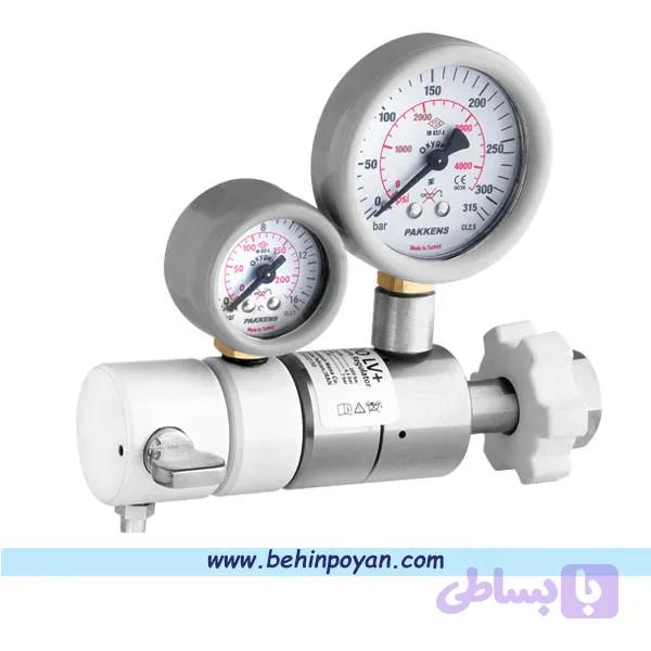 مانومتر دو گیج کپسول اکسیژن با شیر ولوم