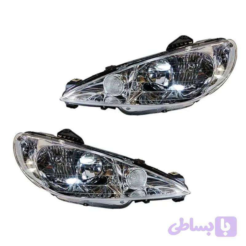 چراغ جلو پژو 206 جمع ساز (جفت) بدون موتور