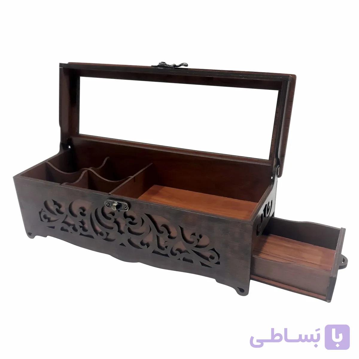 جعبه تی بگ و کافی کشودار با درب شیشه ای کد 070 — تصویر 1