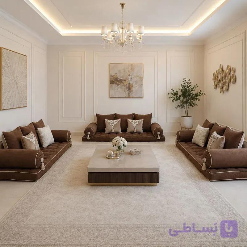 ست شاهنشین کتان پنبه قهوه ای — تصویر 1