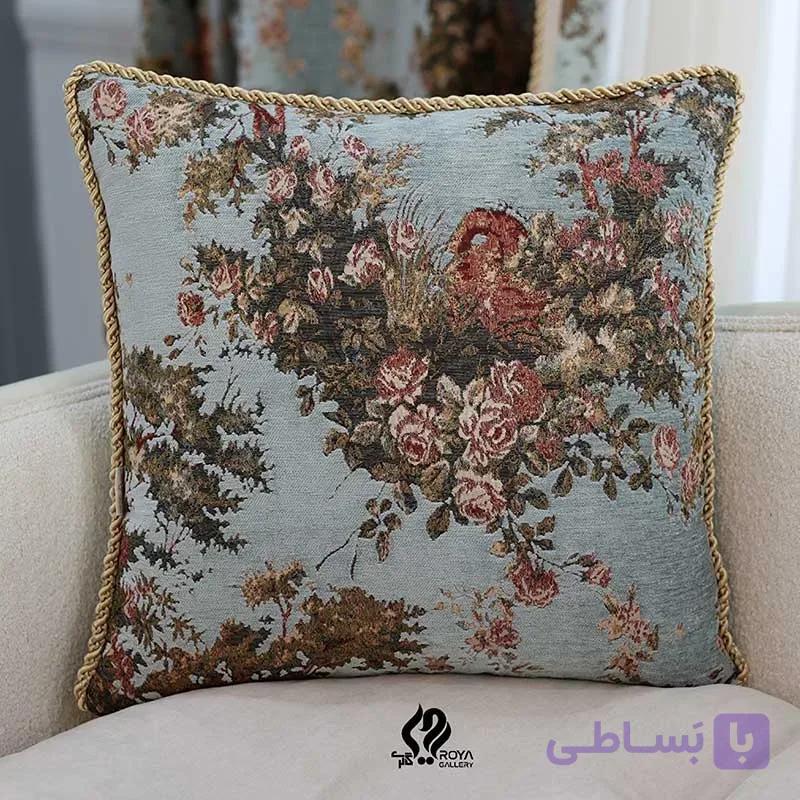 کوسن مربعی فلورا آبی طرح گل — تصویر 1