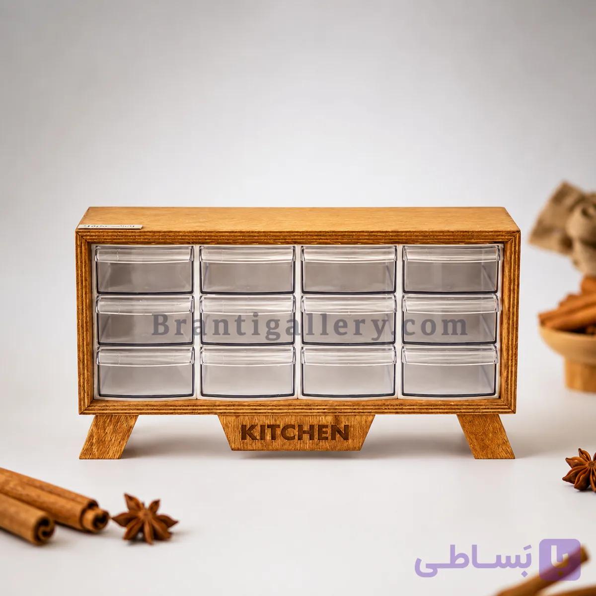 جا ادویه شیک چوب روس | 12 کشو اکرولیک ، نظم دهنده لوکس آشپزخانه — تصویر 1