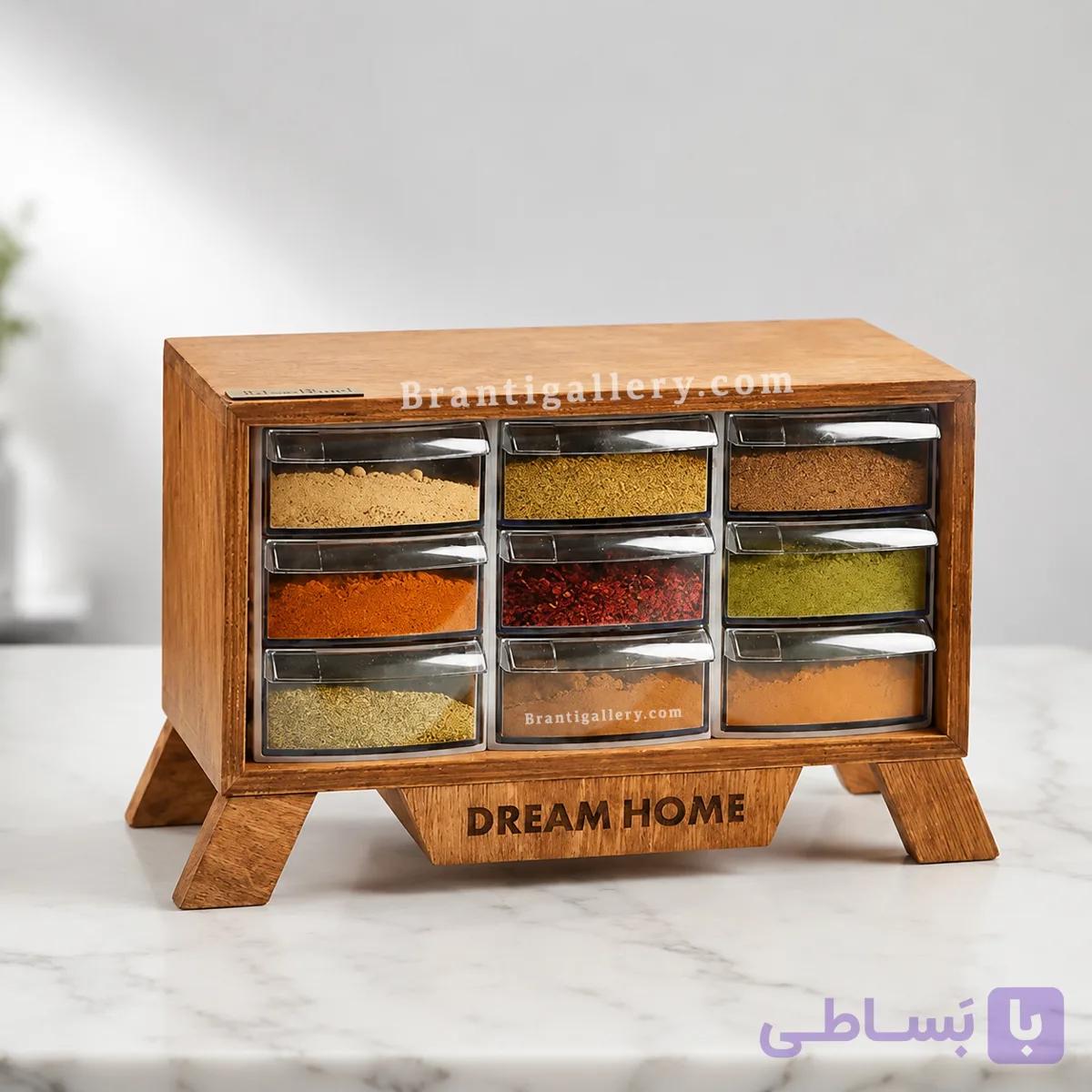 جا ادویه چوب روس 9 کشو آکریلیک | نظم دهنده لوکس آشپزخانه | جا ادویه 9 کشو چوبی | نظم دهنده چوبی با کیفیت — تصویر 1