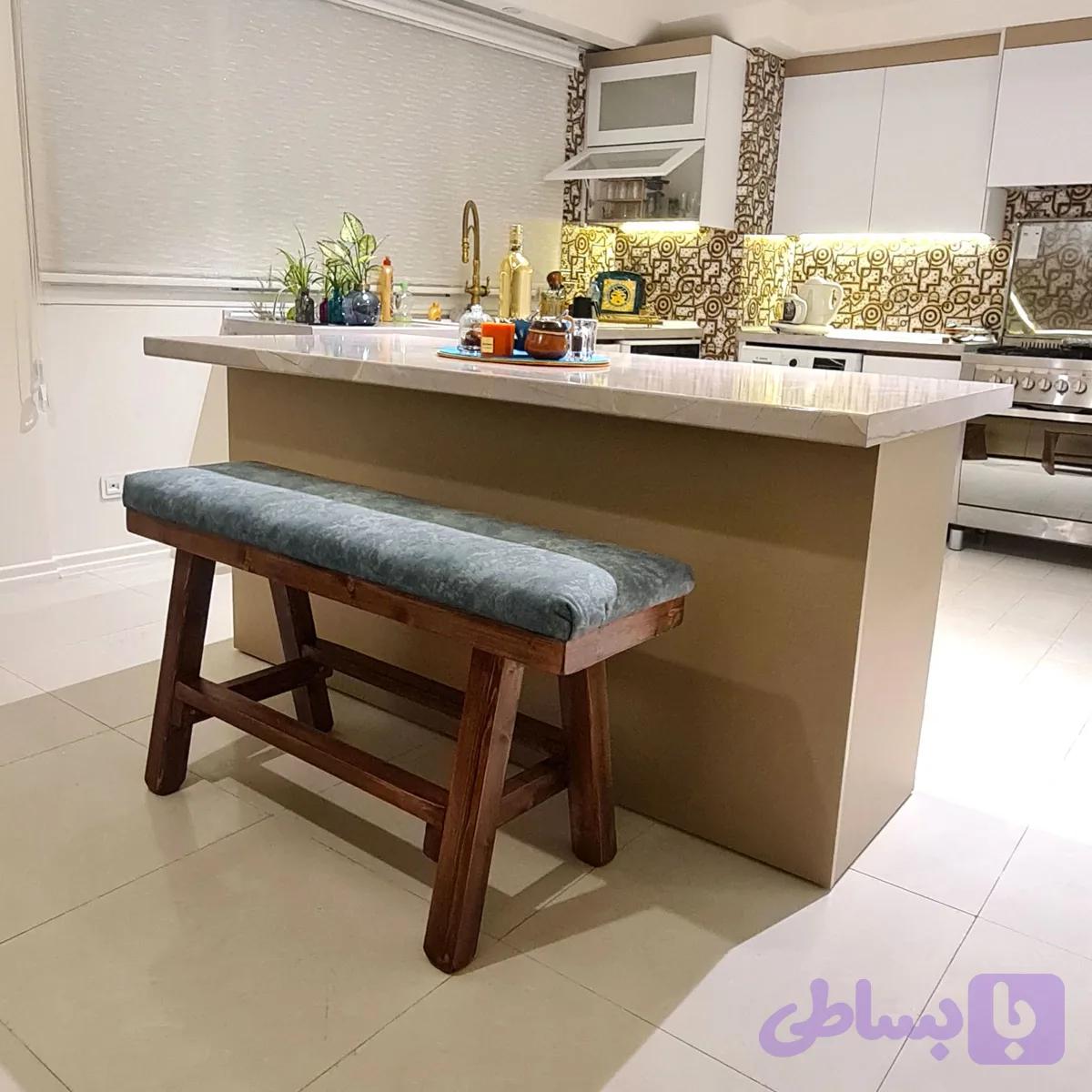نیمکت چوبی اپن کانتر ،جزیره میم کاف — تصویر 1