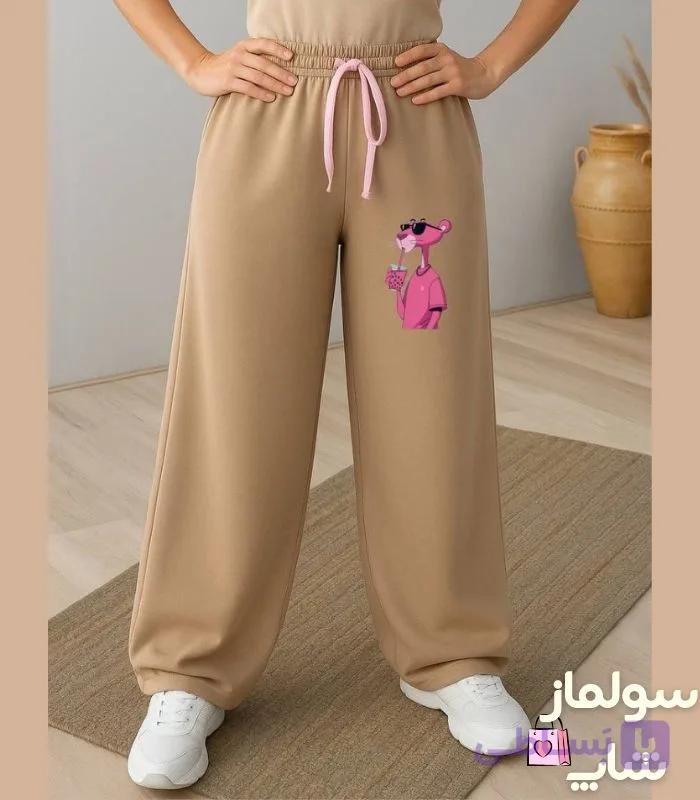شلوار واید طرح پلنگ صورتی — تصویر 1