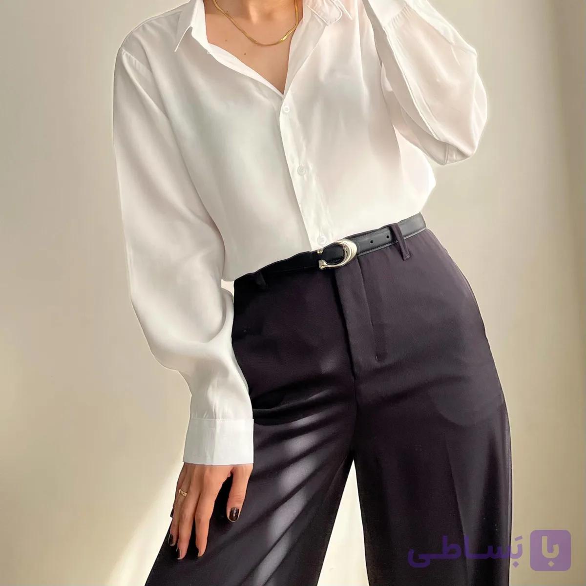 شومیز سفید بیسیک قو — تصویر 1