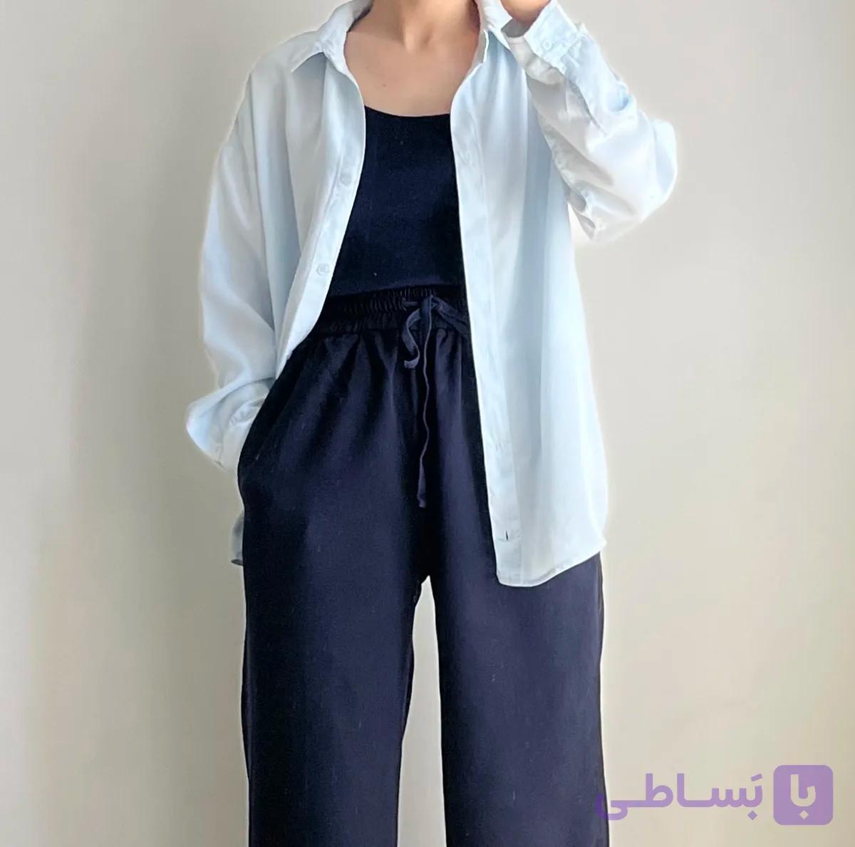 شومیز سیلک رویال آبی آسمانی — تصویر 1