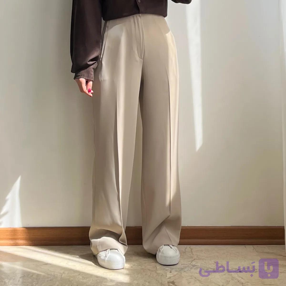 شلوار کرپ کرم میلانو — تصویر 1