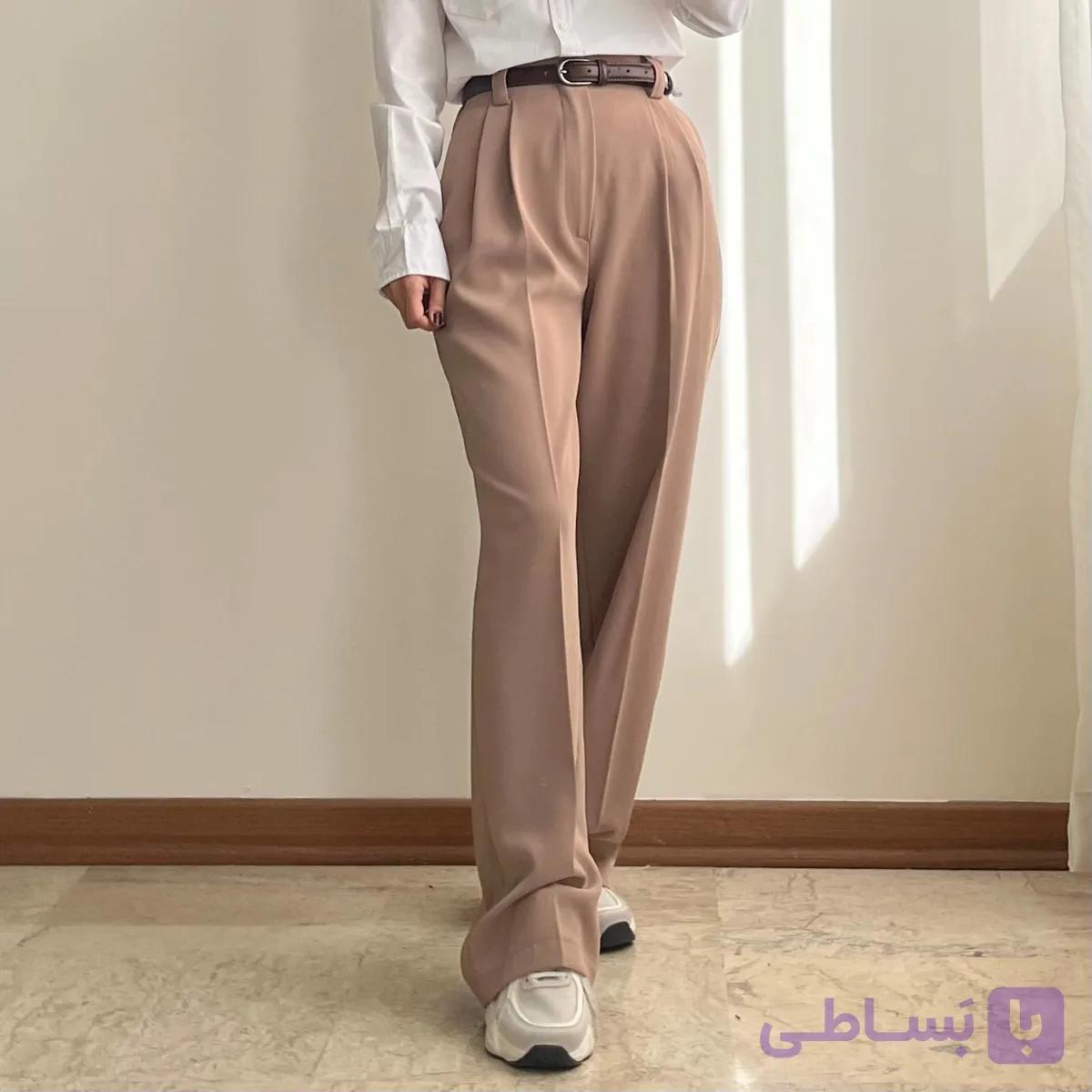 شلوار بگ کرپ لاولی نسکافه ای — تصویر 1