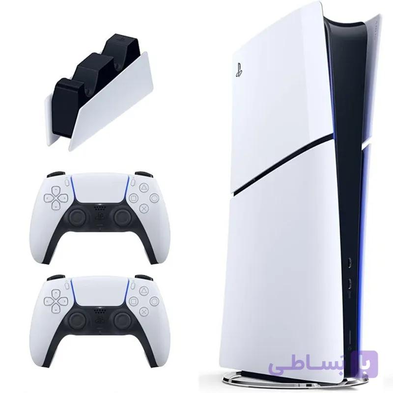 کنسول بازی سونی ریجن اروپا  PlayStation 5 Slim Digital +دسته اضافه سفید پک اروپا + پایه شارژر اصلی + ضمانت اصل بودن وگارانتی + هدیه خرید
