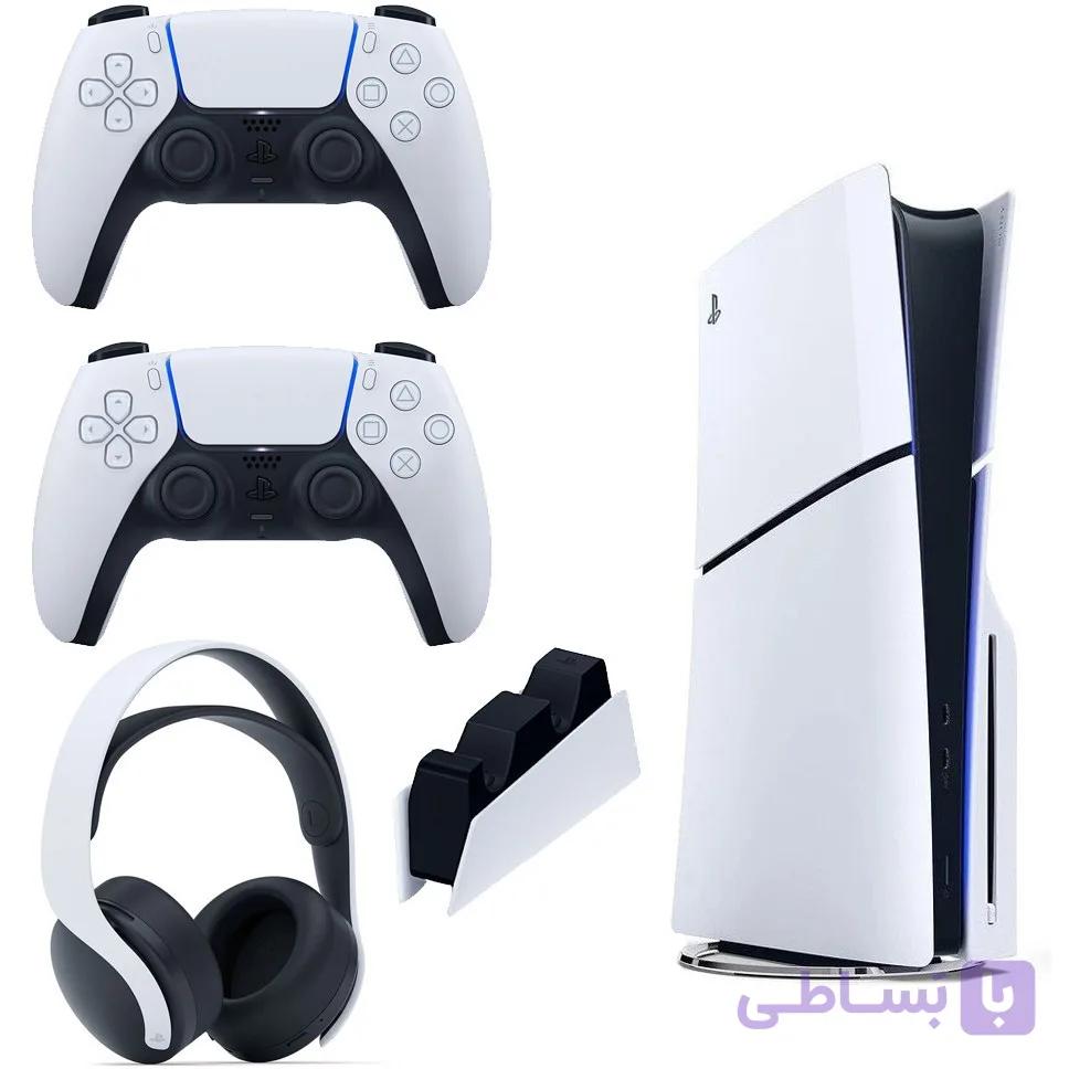 کنسول بازی سونی استاندارد PS5 Slim+ دسته سفید + هدست + پایه شارژر++گارانتی
