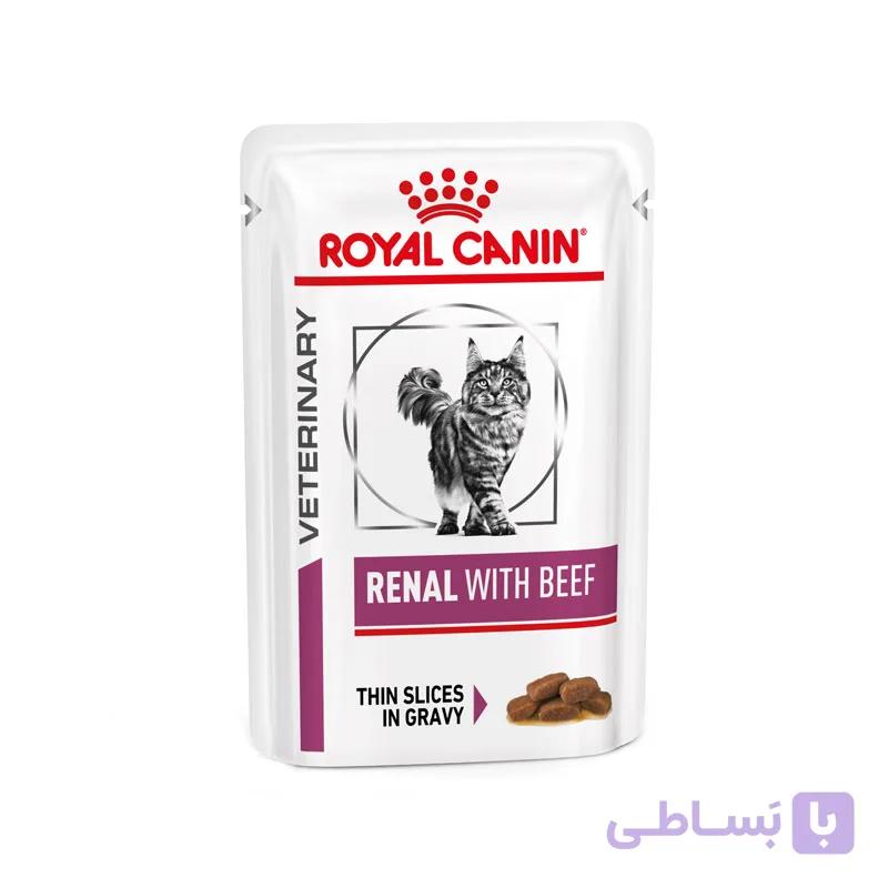 غذای پوچ گربه رنال با طعم بیف رویال کنین (Royal Canin Cat Renal with Beef Pouch) وزن 85 گرم — تصویر 1