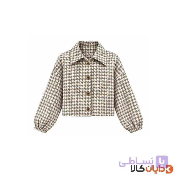 کراپ شکت چهارخونه پاییزه آستین کش — تصویر 1
