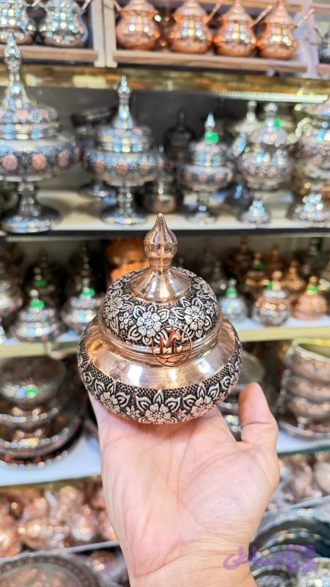 قندان مسی نقره کوب