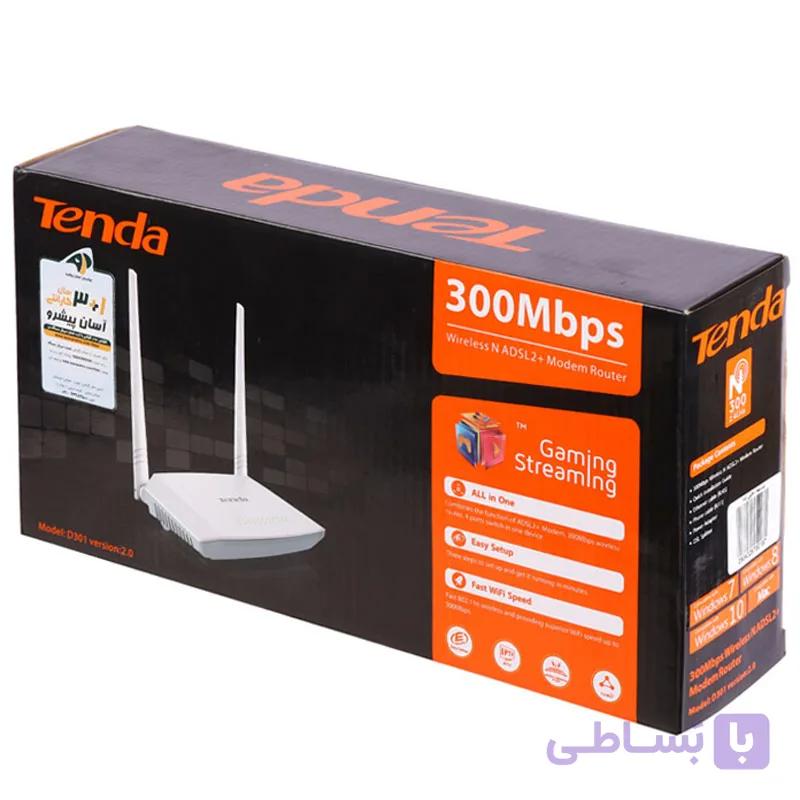 مودم روتر ۲ آنتن Tenda D301 V2 ADSL2+ N300 300Mbps — تصویر 1