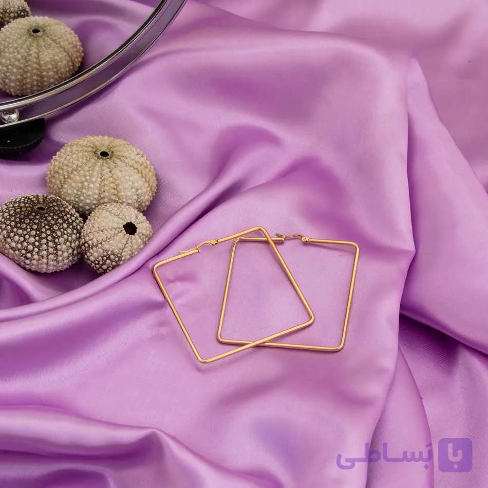 گوشواره هندسی طلایی طرح مربع