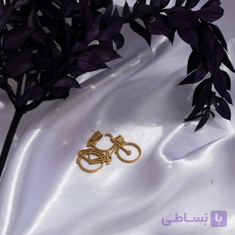 پلاک گردنبند مدل دوچرخه طلایی