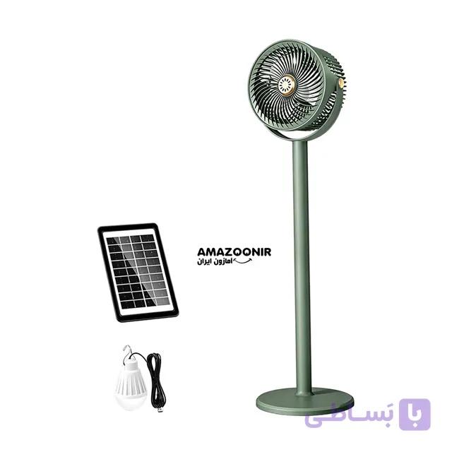 پنکه خورشیدی شارژی تلسکوپی با چراغ LED و تنظیم ارتفاع مدل S39 — تصویر 1