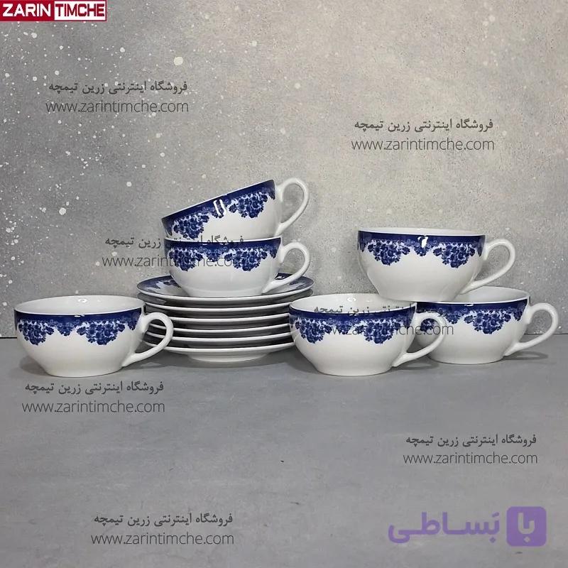 فنجان و نعلبکی لته خوری چینی زرین مدل سمن(لب نقره ای)