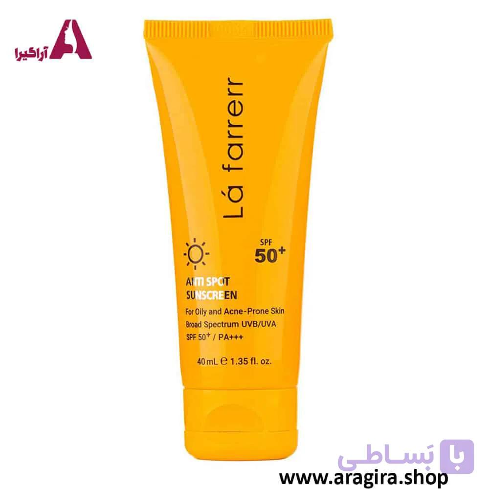 کرم ضد آفتاب و ضد لک SPF 50 بدون رنگ پوست چرب و آکنه دار لافارر 40ml — تصویر 1