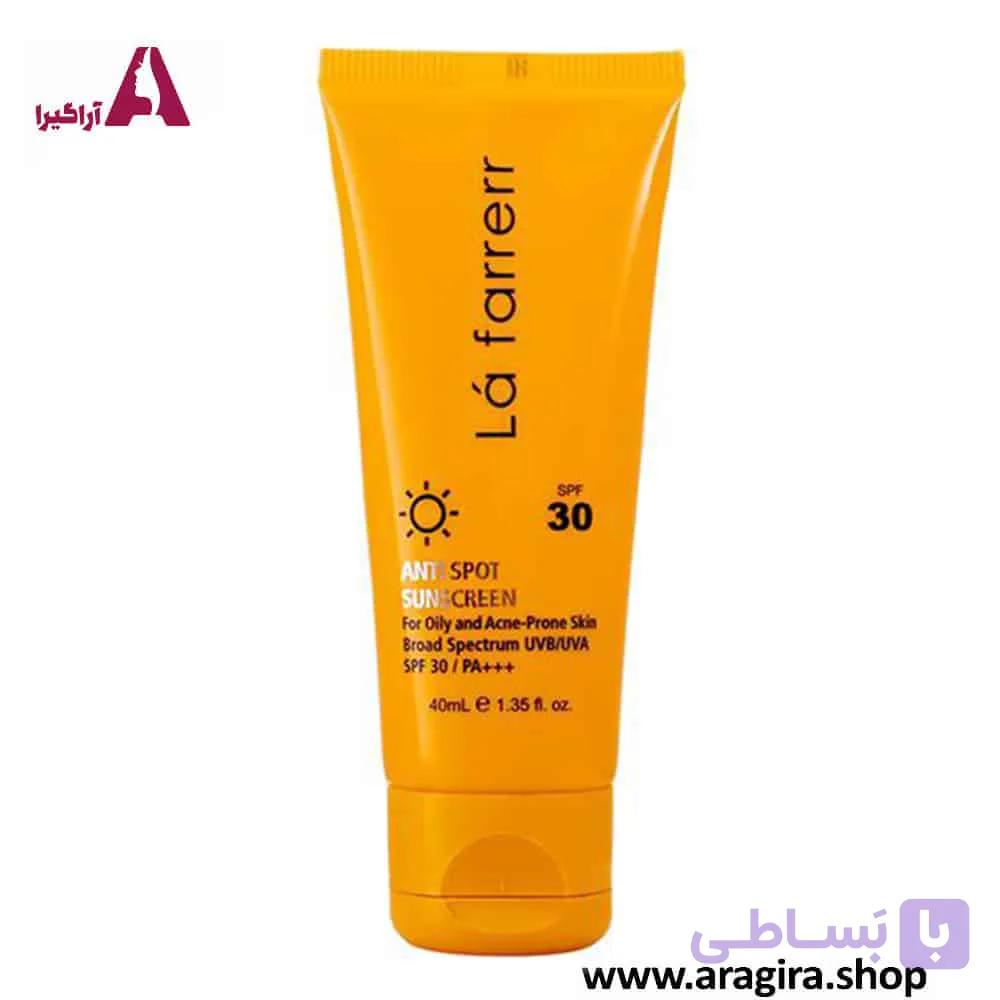 کرم ضد آفتاب و ضدلک بی رنگ پوست های چرب و مستعد آکنه SPF30 لافارر — تصویر 1