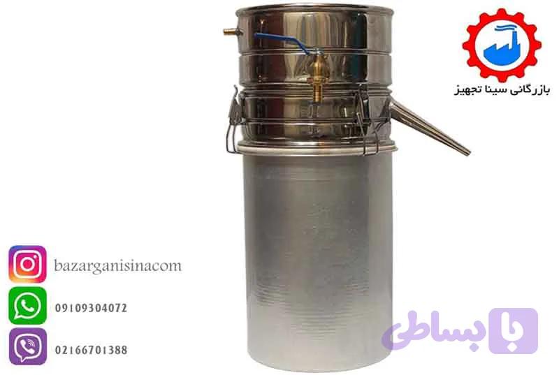 دستگاه عرق گیری یا گلاب گیری سایز 1 ( 10 لیتری اسمی ) لوله کوتاه