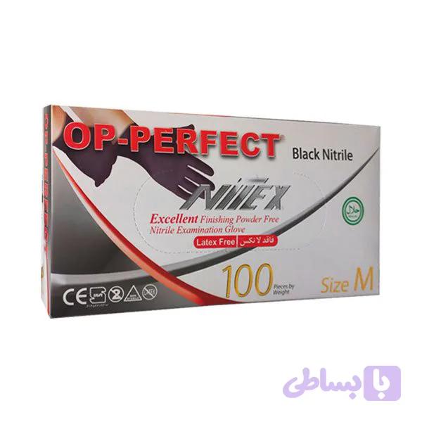 دستکش نیتریل نیتکس ( مشکی )سایز مدیوم ۱۰۰عددیNitrile Nittex Op perfect