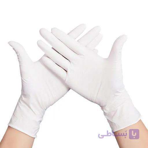 دستکش لاتکس کم پودر بیومکس خارجی لارج L بسته ۱۰۰ عددی