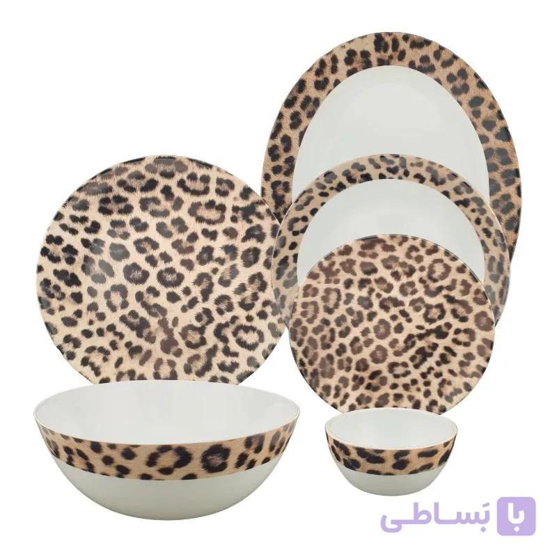 سرویس غذاخوری ۲۶ پارچه آرکوپال طرح پلنگی برای ۶ نفر — تصویر 1
