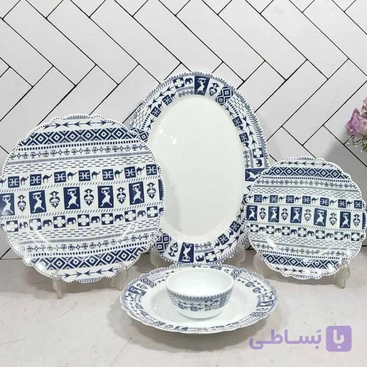 سرویس غذاخوری ۲۵ پارچه آرکوپال طرح هایجین سورمه ای برای ۶ نفر — تصویر 1