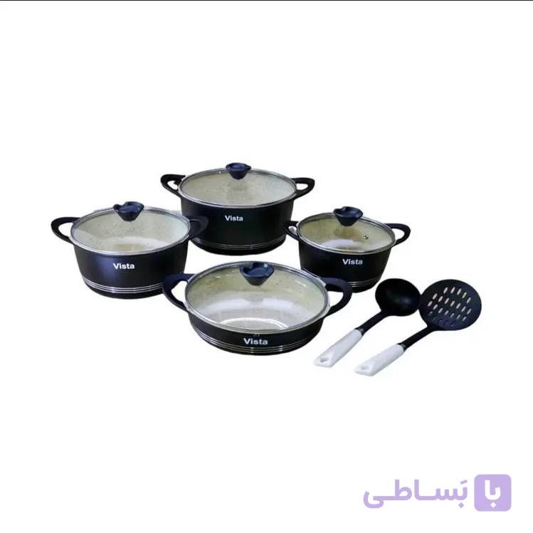 سرویس قابلمه و تابه چدن گرانیت ۱۰ پارچه ویستا مدل آمیتیس — تصویر 1