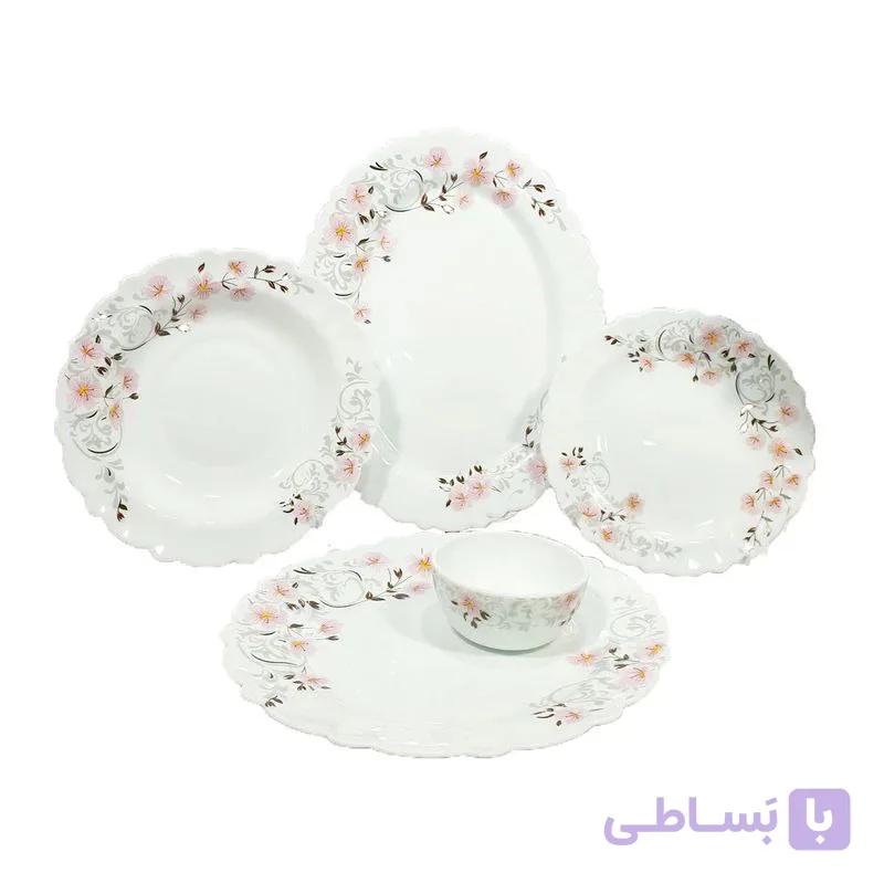 سرویس غذاخوری ۲۵ پارچه آرکوپال طرح رکسانا صورتی برای ۶ نفر — تصویر 1