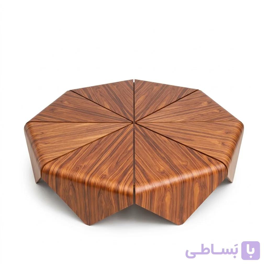 میز جلومبلی چوبی مدرن چندوجهی مدل پلی‌گون — تصویر 1