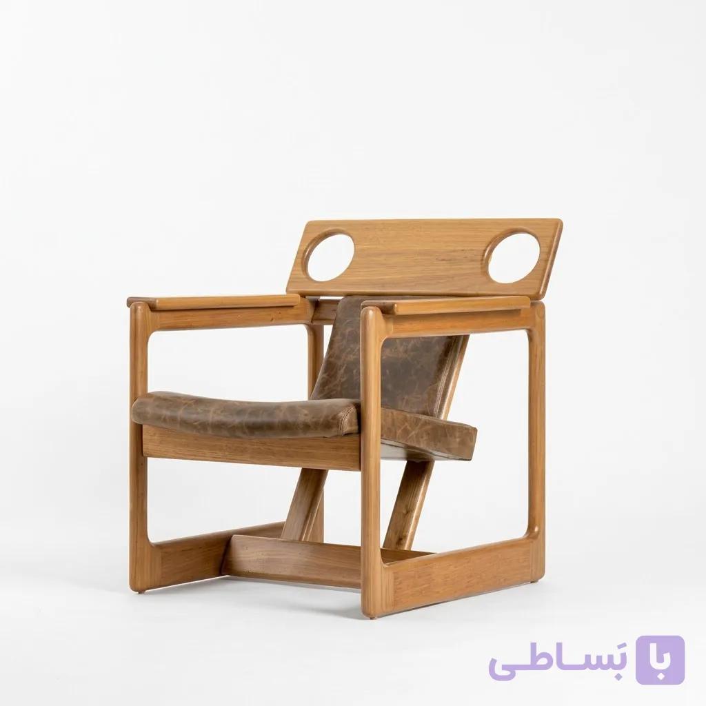 صندلی تک نفره دسته‌دار چوبی مدل رادار — تصویر 1