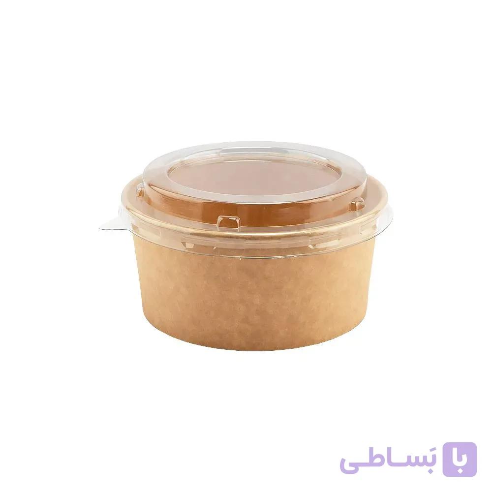 کاسه کاغذی دورو کرافت بدون چاپ با درب پت پیکنیک — تصویر 1