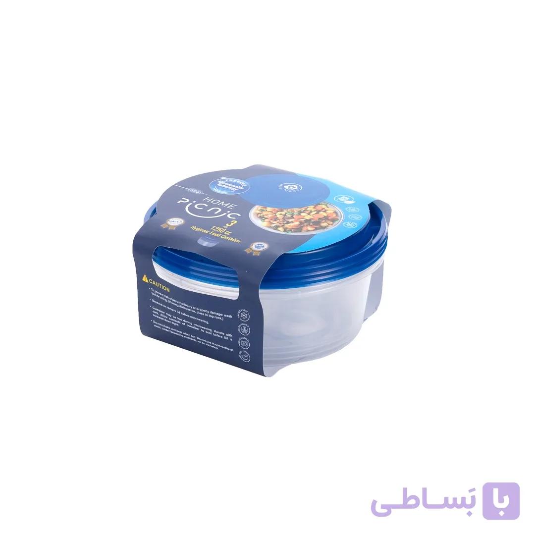 ظرف یکبار مصرف هات دلیوری (گرد) 1250سی سی درب آبی پیکنیک