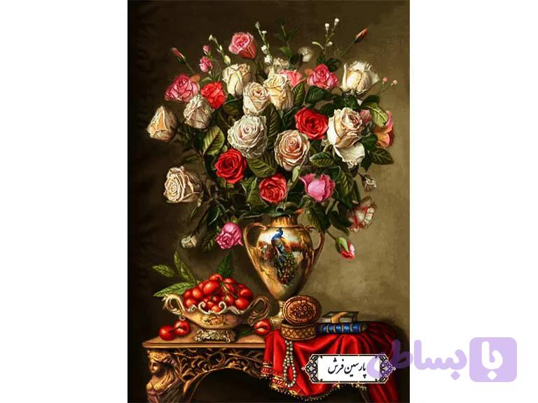 نخ و نقشه تابلو فرش طرح گلدان مجلسی – کد NG1667