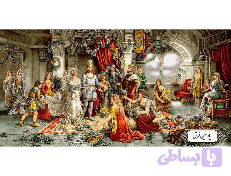 نخ و نقشه تابلو فرش تاجگذاری سلیمان و ملکه صبا – کد NF2355