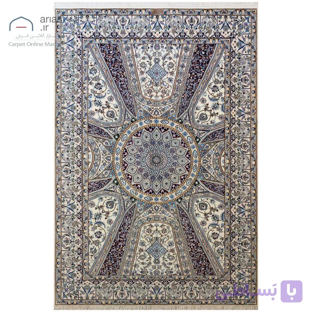 فرش نایین نقشه شهیاد دستباف الوان ۶ لا گل ابریشم کد D28188