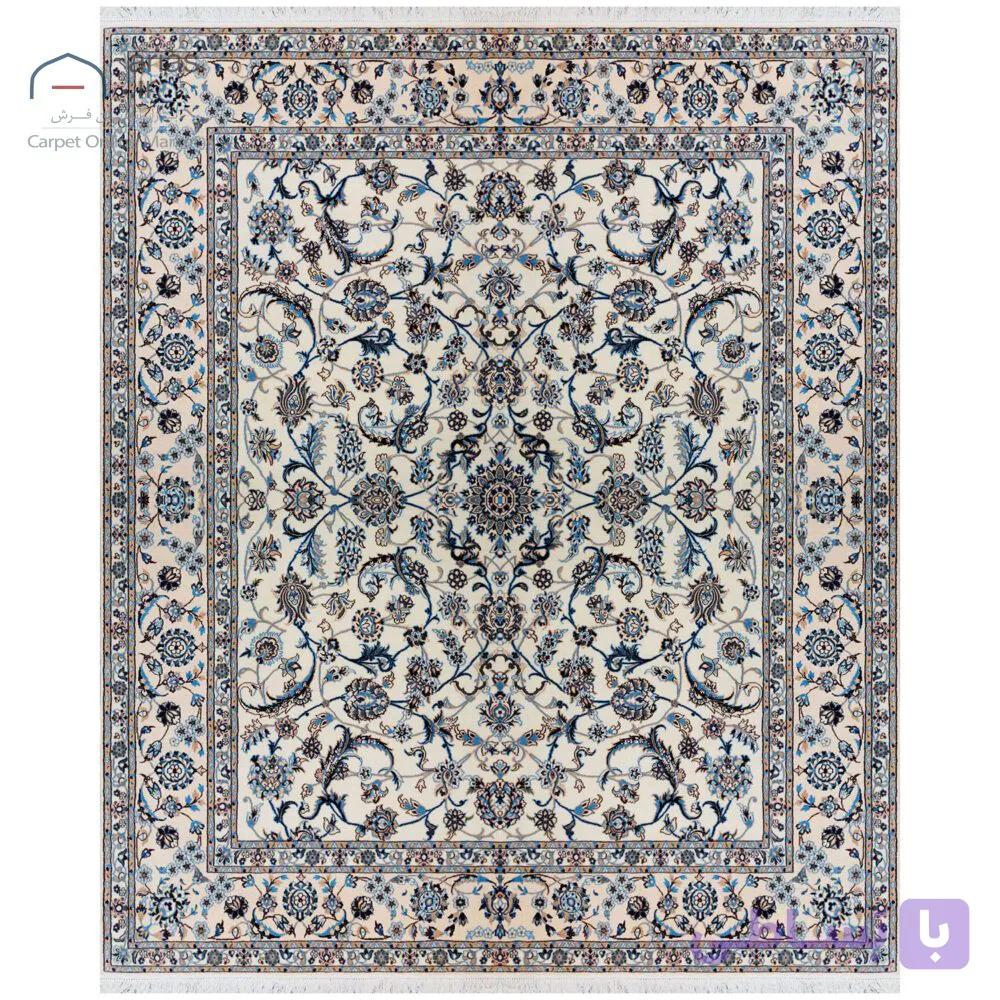 فرش دستباف نقشه افشان نایین کرم ۶ لا گل ابریشم – ۸ متری کد D28212