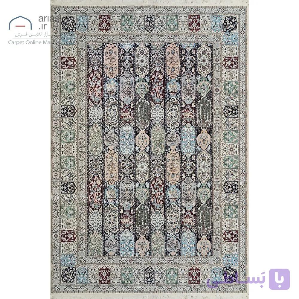 فرش نایین نقشه محرمات دستباف الوان ۶ لا گل ابریشم – ۶ متری کد D28193