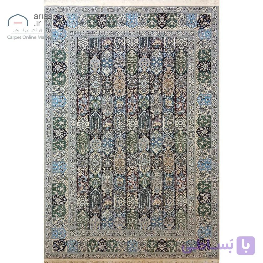 فرش دستباف نایین ۶متری الوان نقشه محرمات (قلمدانی) ۶ لا گل ابریشم کد D28196