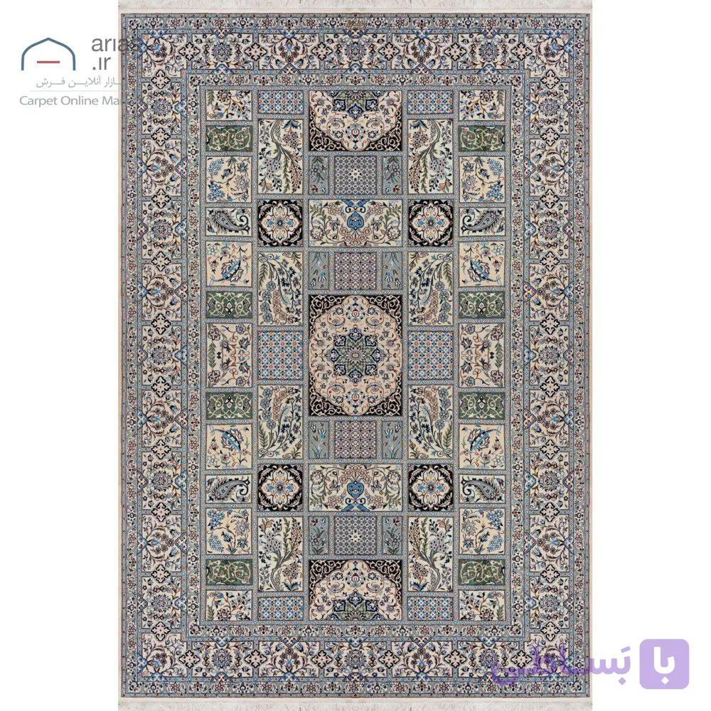 فرش دستباف نایین خشتی ۶ لا گل ابریشم – ۶ متری کد D28197
